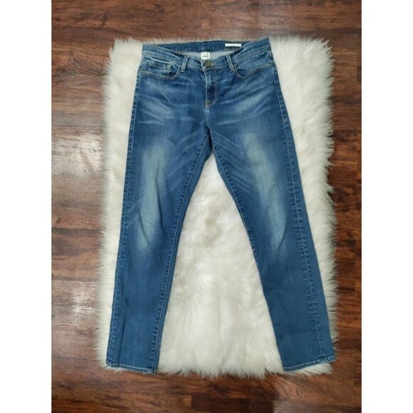 FRAME Mid Rise Denim Slim Fit Le Gracon Skinny Jeans Blue Stretch Womens Size 28 - Picture 2 of 12